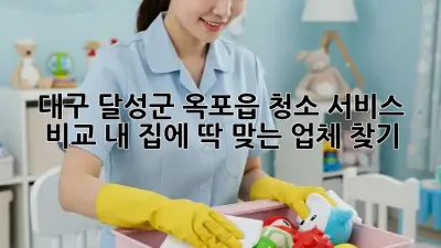 대구 달성군 옥포읍 청소 서비스 비교: 내 집에 딱 맞는 업체 찾기!